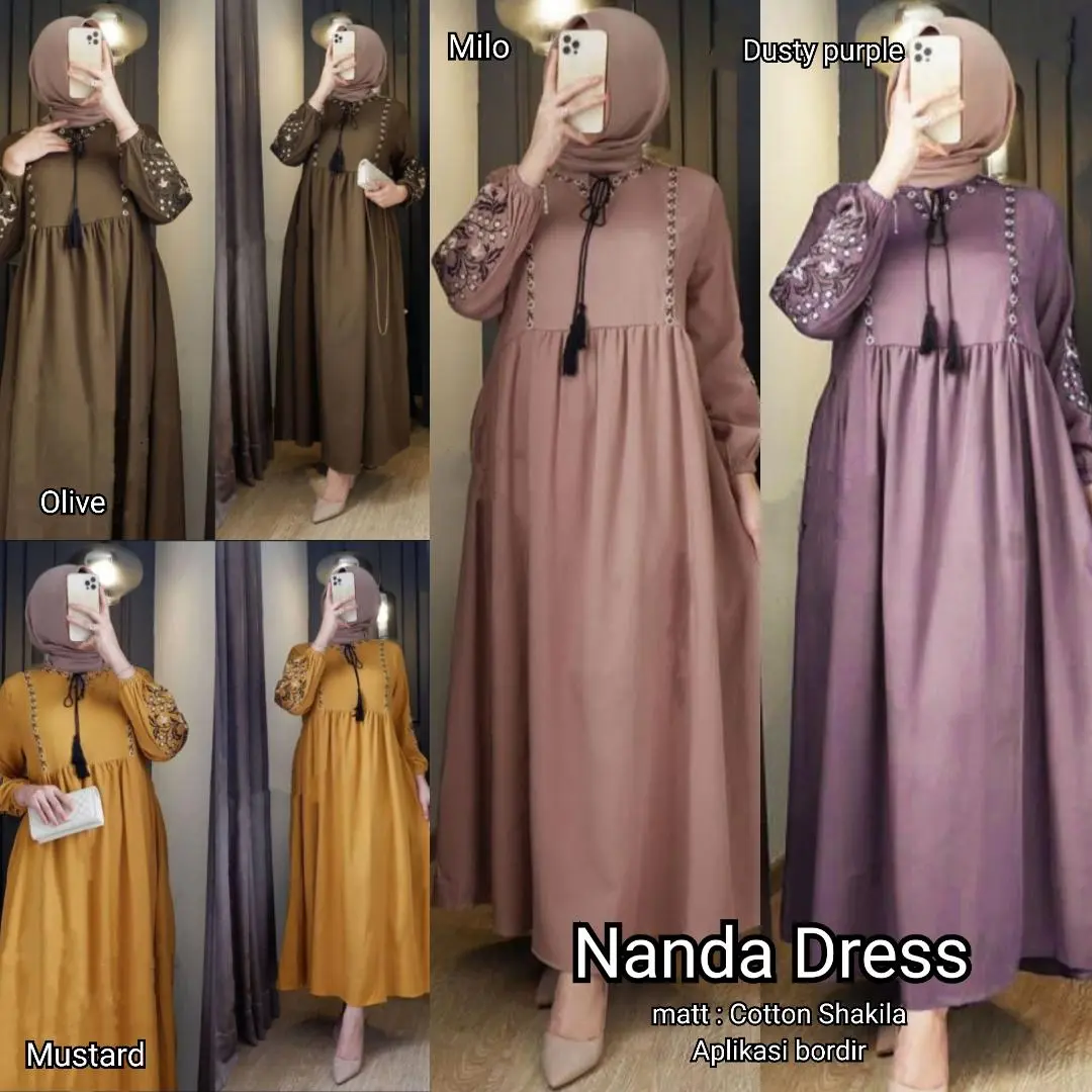 Nanda dress / Dress variasi bordir terbaru