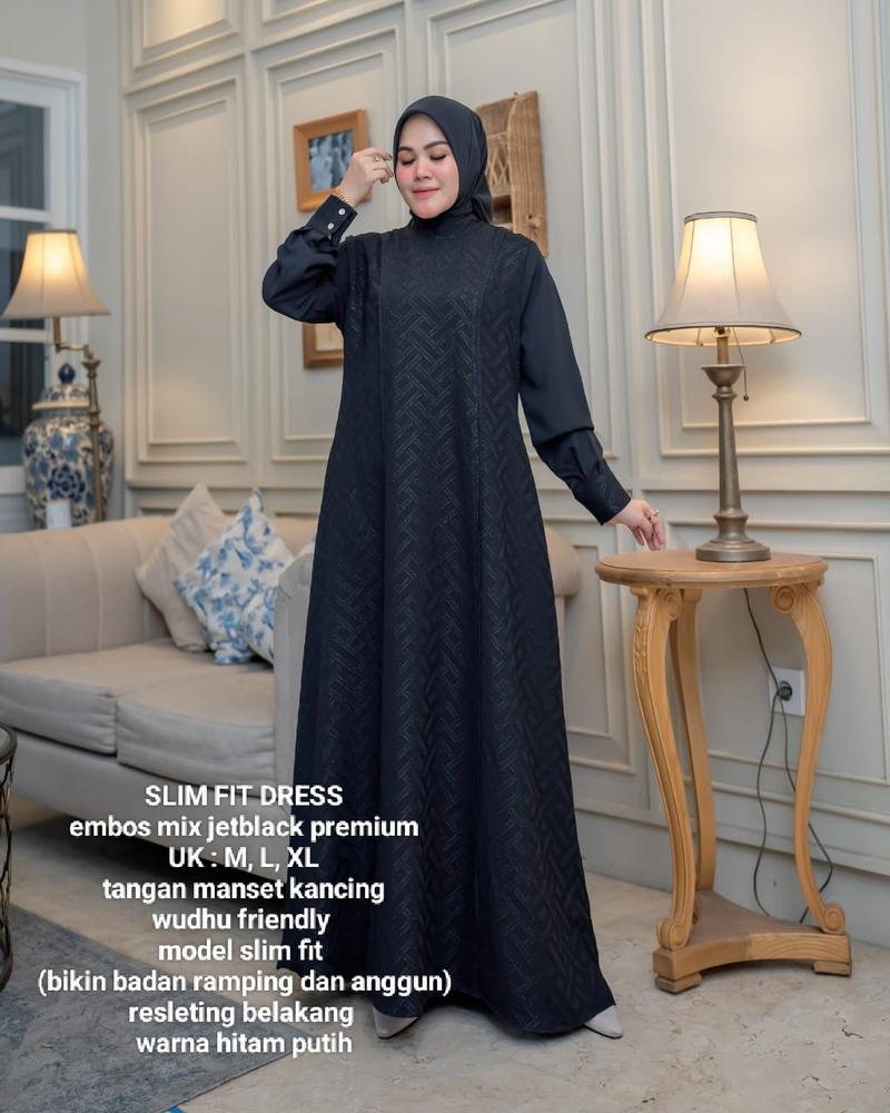 Product Introduction of Zahra Dress jetblack premium original by saideofficial / pakaian dress gamis muslim wanita Hitam Polos Kantong Lembut Mutiara Outer Semi Panjang Mewah Kancing Maxi Pesta Kancing 10