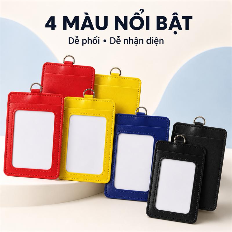 Bao đựng thẻ ID bằng da PU có hai ngăn – Vỏ bảo vệ thẻ chống thấm nước, đa dạng màu sắc, phù hợp sử dụng tại trường học và văn phòng.