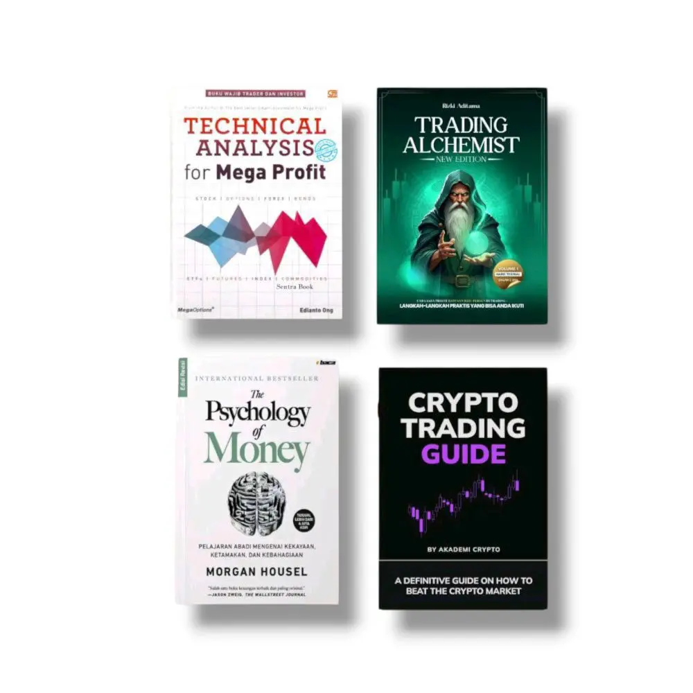 Paket 4 Buku Trading Alchemist - The Psychology Of Money - Crypto Trading Guide - Technical Analysis For Mega Profit ( Isi 4 Buku )
