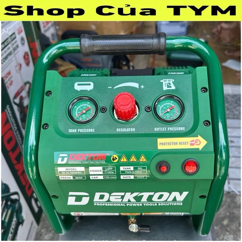 1.5HP 6L - Máy hơi nén khí không dầu DEKTON DK-AC2906PRO 1.5HP bình 6P - chính hãng 2