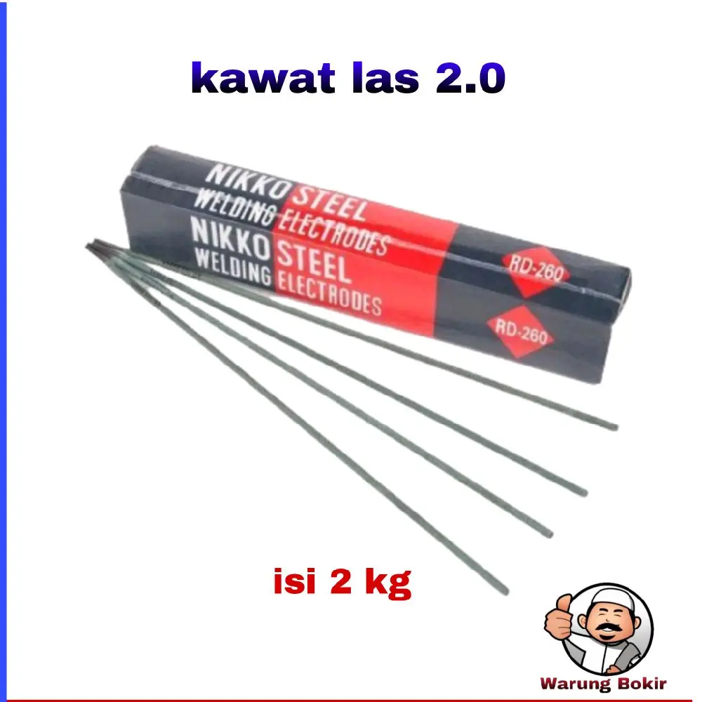 Nikko Elektroda Las Listrik Nikko Ukuran 2.0 RD-260 1 Kotak Isi 2kg Kawat Las 2.0 untuk Proyek Welding