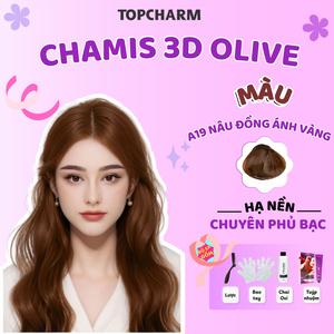 Nhuộm tóc Màu Nâu Tây Sáng A19 thời trang dung tích 200ml (Kèm oxy, bao tay, lược) Chamis 3D có thành phần siêu dưỡng từ olive 30 tone màu Khôngn Cần Tẩy giúp tóc Mềm Mượt