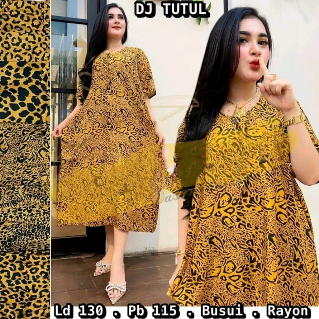 ready daster jumbo motif tutul bahan santung, busui, nyaman adem