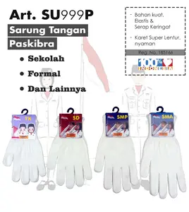 Sarung Tangan Paskibrakal Anak Sekolah dan Dewasa 1 Pasang Bahan Kuat Elastis Serap Keringat Karet Super Lentur Nyaman untuk SD SMP SMA