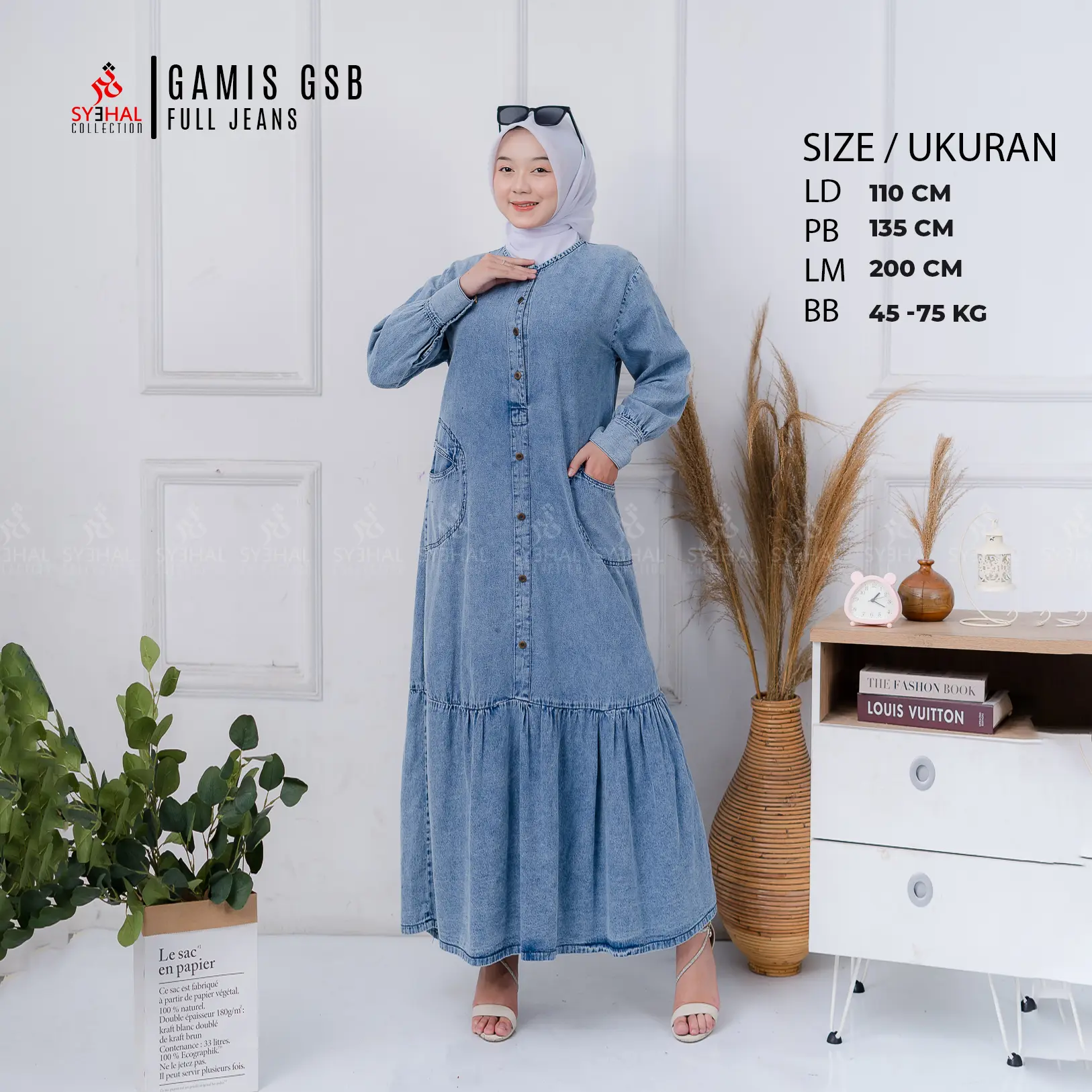 GAMIS DAN MIDI FULL JEAN SYEHAL COLLECTION Muslim Wanita Dewasa Maxi Syari Dress Remaja Lebaran Mewah Casual Crinkle Rayon