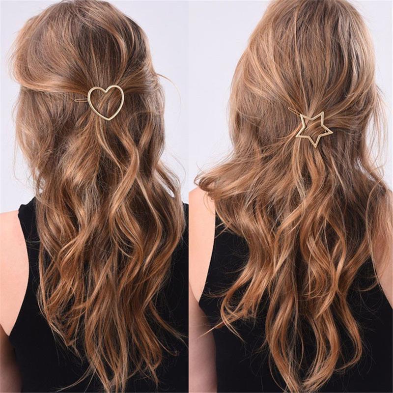 Accessories Hair Styling Ponytail Hairpins Barrettes Knot Hair Clip Metal Hairclips Star Heart Hair Pins Geometric Hairpins 2
