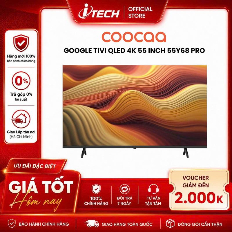 55Y68 PRO - Google Tivi QLED Coocaa 4K 55 Inch 55Y68 PRO