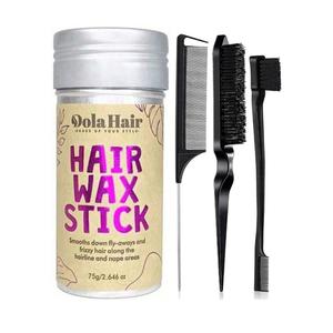 Set de barras de cera para cabello de mujer, kit de cera para cabello y cepillo suavizante, alisa el frizz y los enredos, colección elegante de cabello recogido en moño y cola, 1/4 pieza