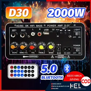 8-12 Inci Amplifier Board Audio Bluetooth USB Radio TF DIY Subwoofer D30 Karaoke Power Stereo Bass Audio Karaoke FM Papan