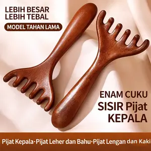 Sisir Pijat Tanduk Rusa  Sisir Pijat Kepala Kayu Enam Cakar - Alat Relaksasi Profesional untuk Rambut Sehat & Kulit Kepala Sehat! Sisir ini terbuat dari kayu alami berkualitas tinggi, dirancang dengan enam cakar lembut yang meniru sentuhan jari manusia