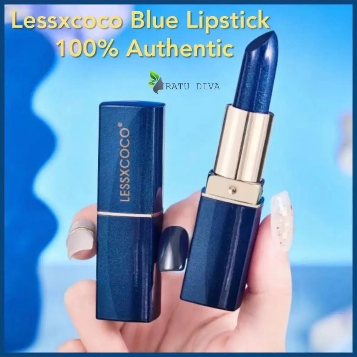 Lessxcoco Blue Magic Color Changing Lipstick: Lipstik Bibir Lip Gloss Moisturizing Waterproof Melembapkan dan Tahan Lama, Berubah Warna dari Biru ke Pink Menyesuaikan Suhu Tubuh! Lasting Mempercantik