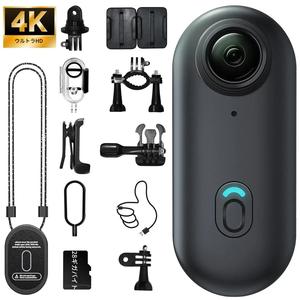 4K FHD アクションカメラ、ミニウェアラブルカム、128GBストレージ、手持ち録画可能、サイクリング、スキー、アウトドアスポーツなどに最適