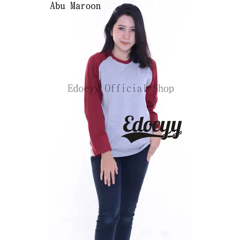 Kaos Raglan Wanita Lengan Panjang - Baju Reglan Cewek Polos - Ukuran S M L XL 1