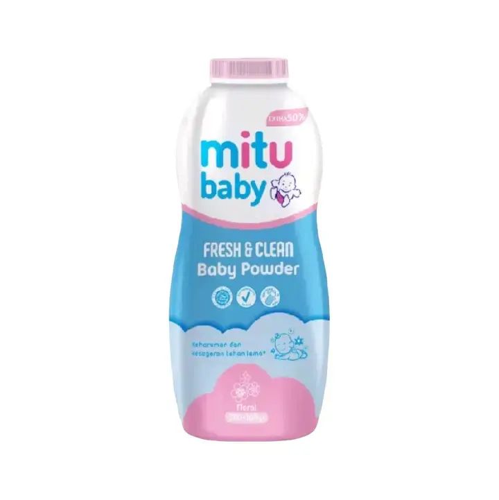 bundling 2pcs mitu baby powder fresh&clean jumbo 150 gr.