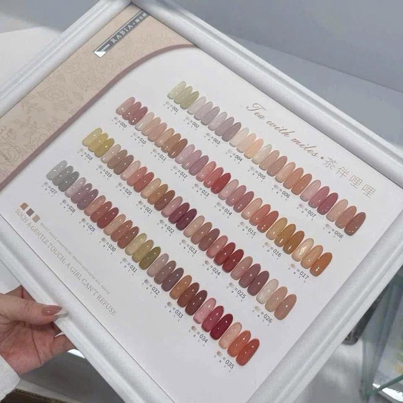 set sơn 35 màu tone Nâu RABIA - tặng kèm bảng màu như ảnh - set thạch đục - set thạch che khuyết điểm