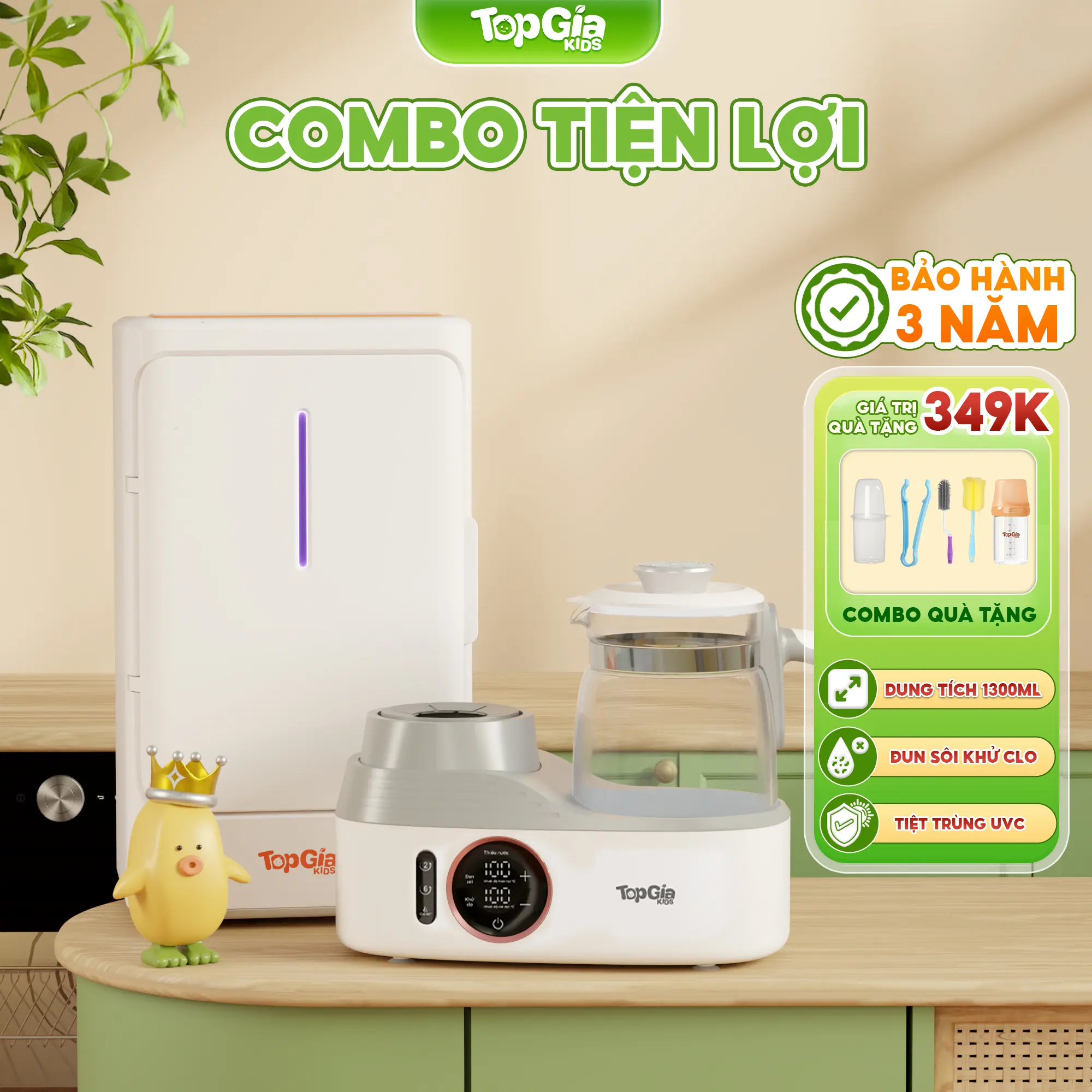 (MUA 1 TẶNG 5 KÈM LẮC SỮA) COMBO Máy sấy khô tiệt trùng UVC M2-02 và máy đun hâm lắc sữa M3-02 Topgiakids cho bé, bảo hành chính hãng 3 năm (Tặng 2 cọ bình+ lồng hâm sữa+ kẹp gắp+ 1 bình)
