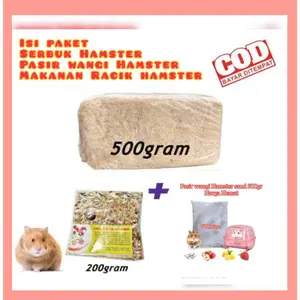 Paket Hemat Kebutuhan Hamster 3in1 Serbuk Kayu, Makanan Racikan dan Pasir Hamster 500gr - Bundle Hemat Kebutuhan Hamster