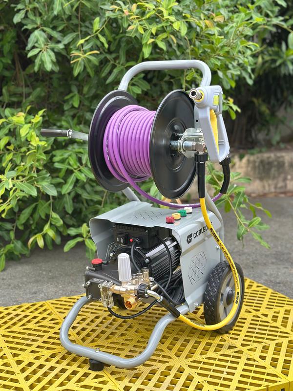   G500 khung xe đẩy+dây điện 5m+rulo dây mềm -2600W-Ti sứ-220V-120BAR  Tặng CÚT LỌC NƯỚC Máy rửa xe 2600W Colorone G500 động cơ cảm ứng từ đầu bơm trục khuỷu ty sứ áp lực cao gia đình rửa sân vườn rong rêu may rua xe áp lực cao chống nước 