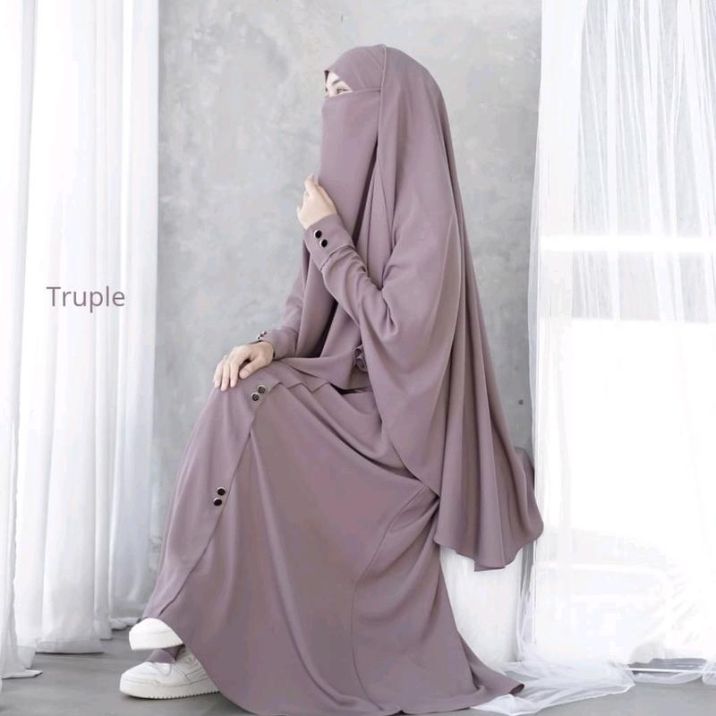 Gamis  Abaya Ayara Terbaru Gamis One Sat Khimar Bahan Crinkle Airflow Cocok Buat Umroh Haji Lebaran Muslim Wanita Syari Kondangan Dress Remaja Dewasa Nyaman 1