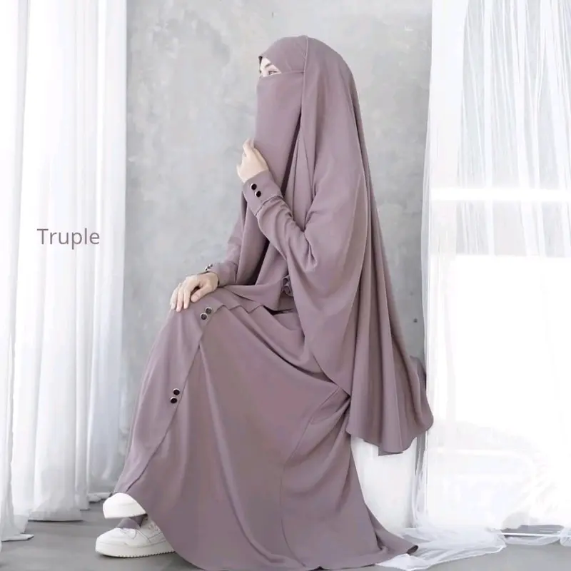 Gamis  Abaya Ayara Terbaru Gamis One Sat Khimar Bahan Crinkle Airflow Cocok Buat Umroh Haji Lebaran Muslim Wanita Syari Kondangan Dress Remaja Dewasa Nyaman 1