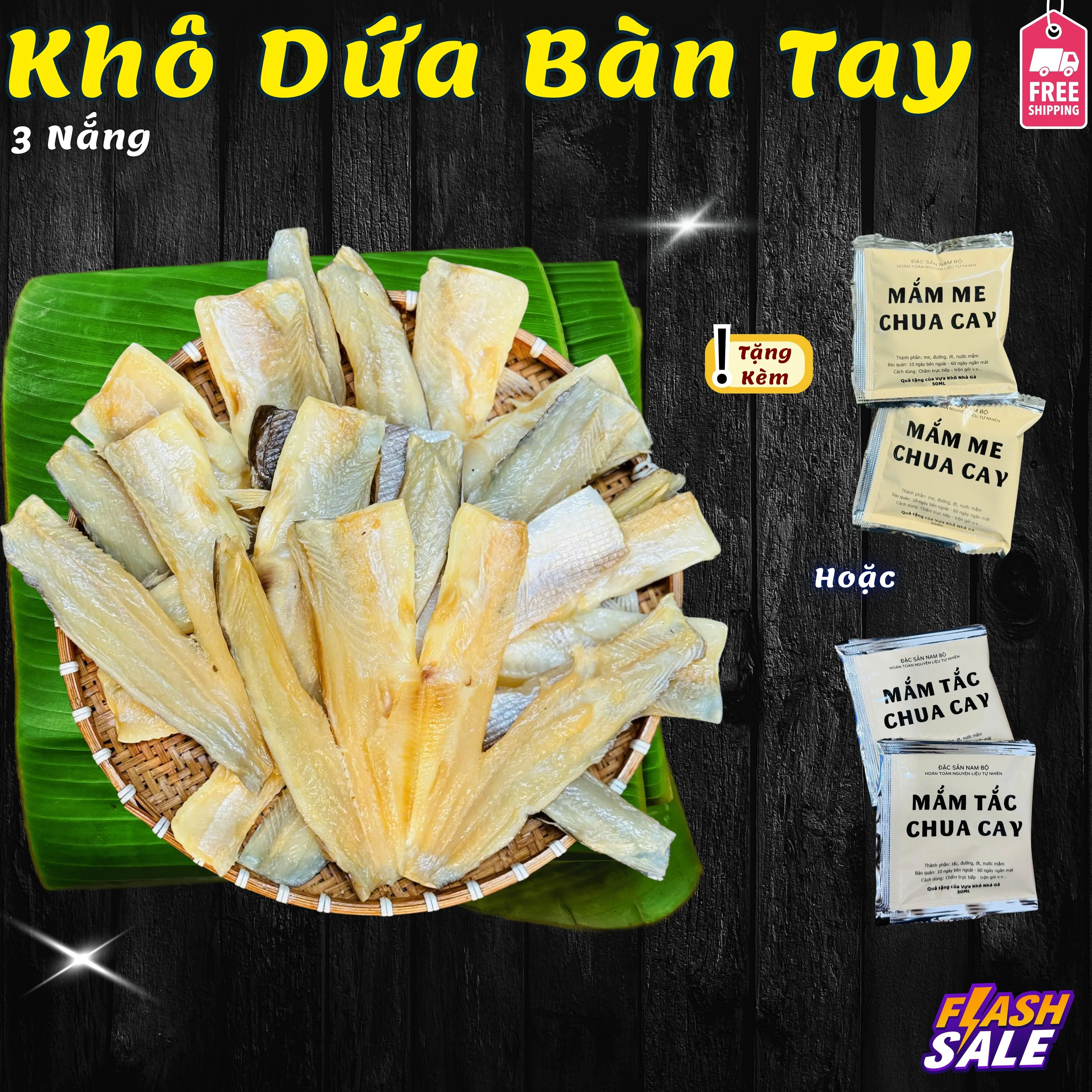Khô Cá Dứa Bàn Tay - Tặng Mắm Me hoặc Mắm Tắc - Khô 3 Nắng Vừa Nạc Vừa Mỡ Vị Mặn Vừa Ăn Cơm ( Cá Basa Lai )- Vựa Khô Nhà Gà Food
