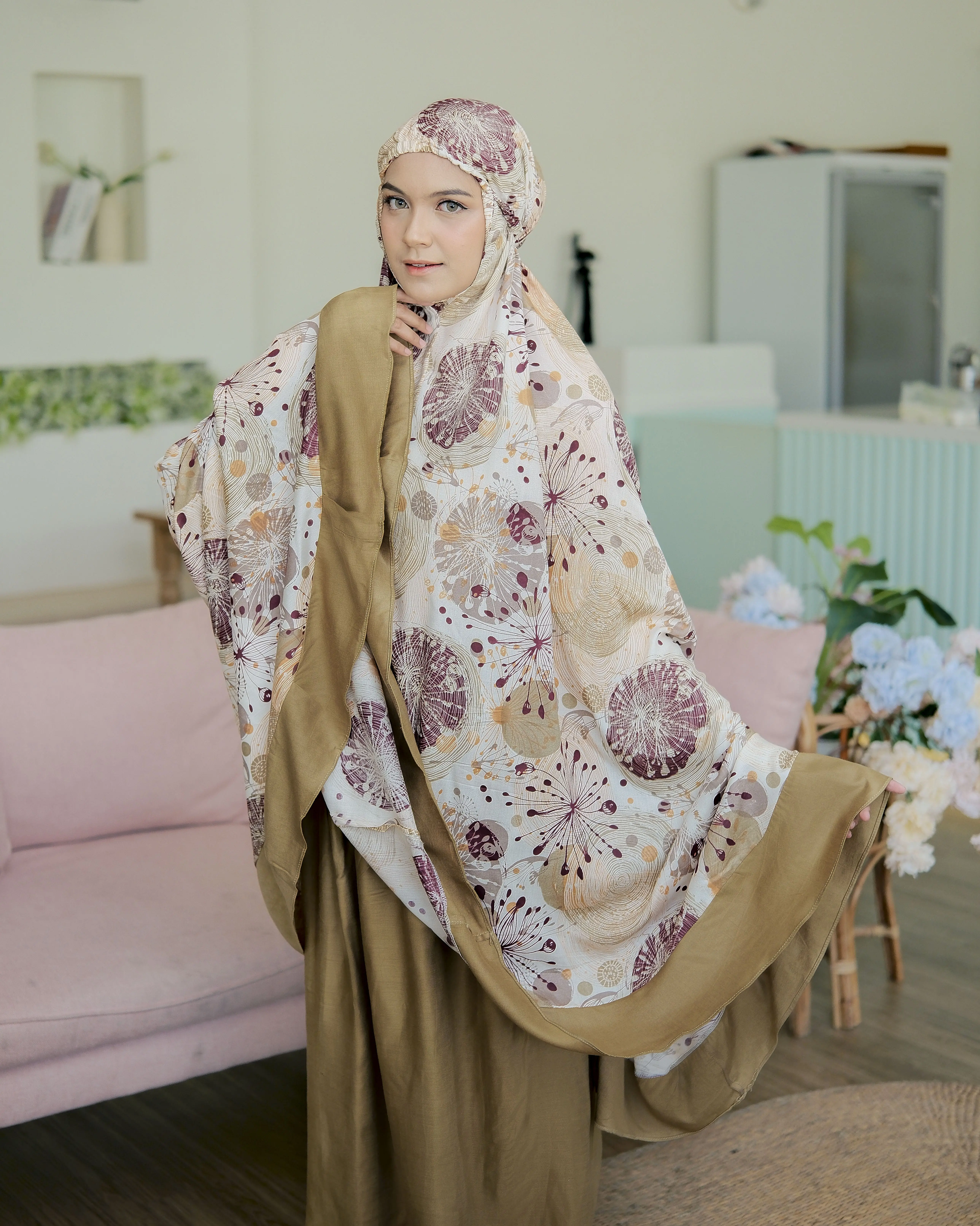 mukena dewasa atasan bawahan katun rayon bali motif circle combinasi size jumbo halya shop Rempel Putri Muslim Panjang