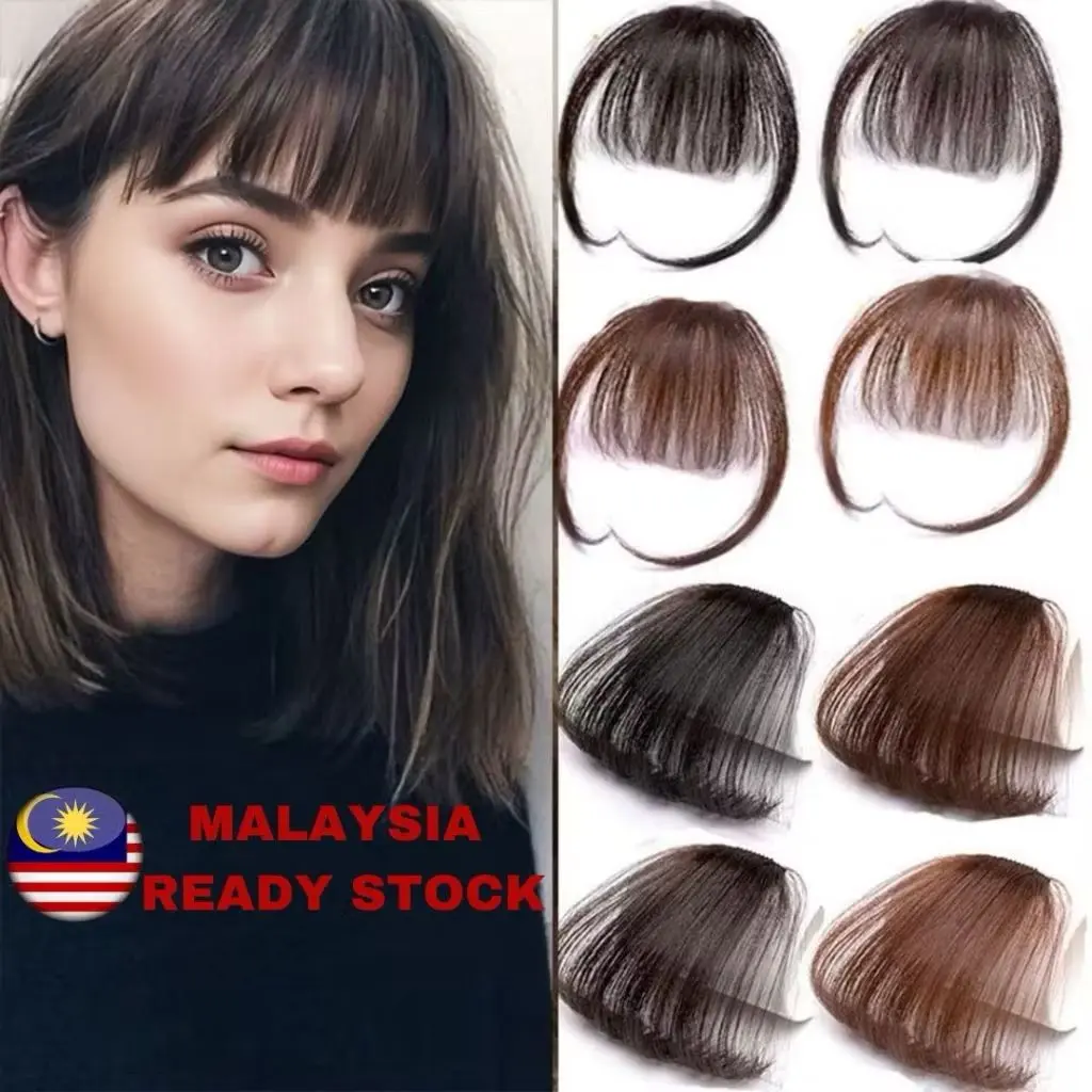 Hair Air Fringe Hair Natural Fuffy HairClip Fake Hair Bangs Extension Clip Hair Wig Rambut Palsu Fake Front Hair