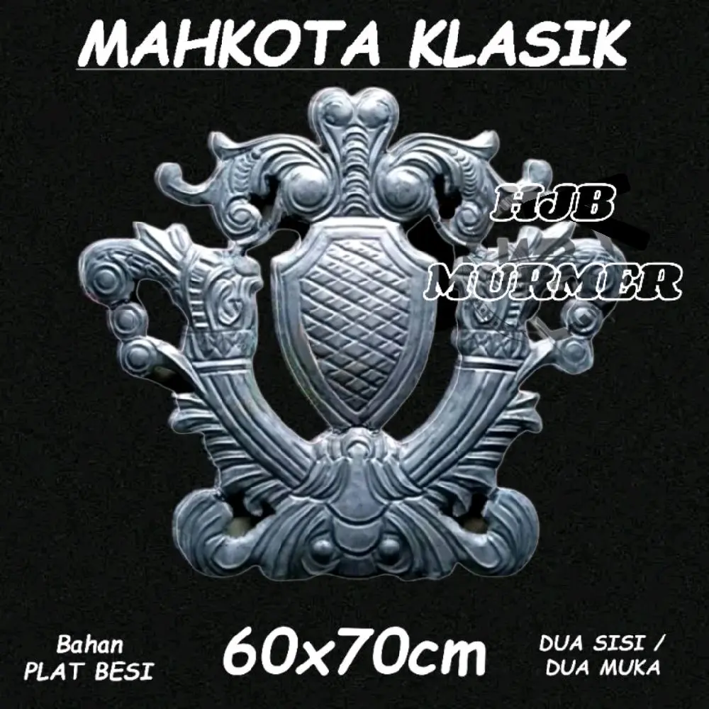 Mahkota Klasik Ornamen Pagar Besi Klasik Mewah ukuran 60x70 cm Bahan Plat Besi Dua Sisi/Dua Muka