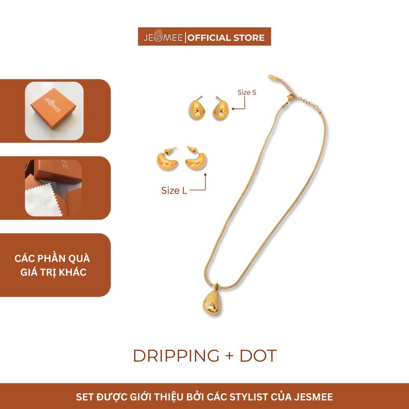 JESMEE MIX SET Set vòng cổ khuyên tai Dot + Dripping Jesmee - N2886 + E65008