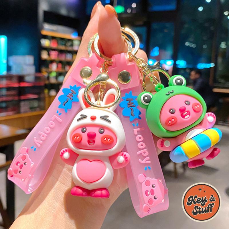 Gantungan Kunci Desain Kartun Lucu Loopy Untuk Tas Sekolah / Gantungan Kunci Mobil Motor KeyChain Liontin Tas / Gantungan Kunci Lucu 0