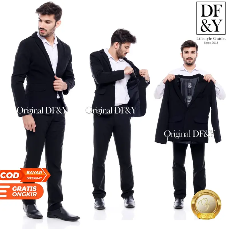 YARRAFA Jas Blazer Pria Stelan 2 In 1 Model Terbaru Terpopuler Termurah Slimfit Formal Casual Korea Style DF&Y Bahan Premium Terlaris Untuk Acara Undangan Pernikahan Perpisahan Sekolah Wisuda Kerja 1