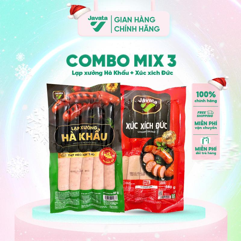  COMBO MIX 3: Lạp Xưởng Hà Khẩu + Xúc Xích Đức Javata – Hương Vị Thơm Ngon Dễ Chế Biến Siêu Tiết Kiệm 