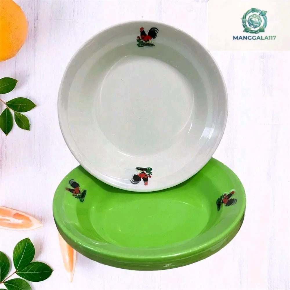 Paket Hemat 12 PCS PIRING Ayam Jago Viral Plastik Cap Ayam Jago Kitchenware Makan Praktis Menarik untuk Berbagai Jenis Makanan Desain Unik dan Hemat