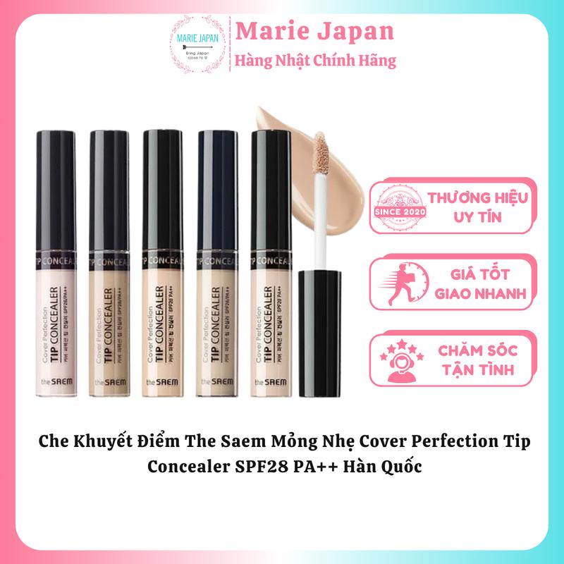  Che Khuyết Điểm The Saem Mỏng Nhẹ Cover Perfection Tip Concealer SPF28 PA++ Hàn Quốc 