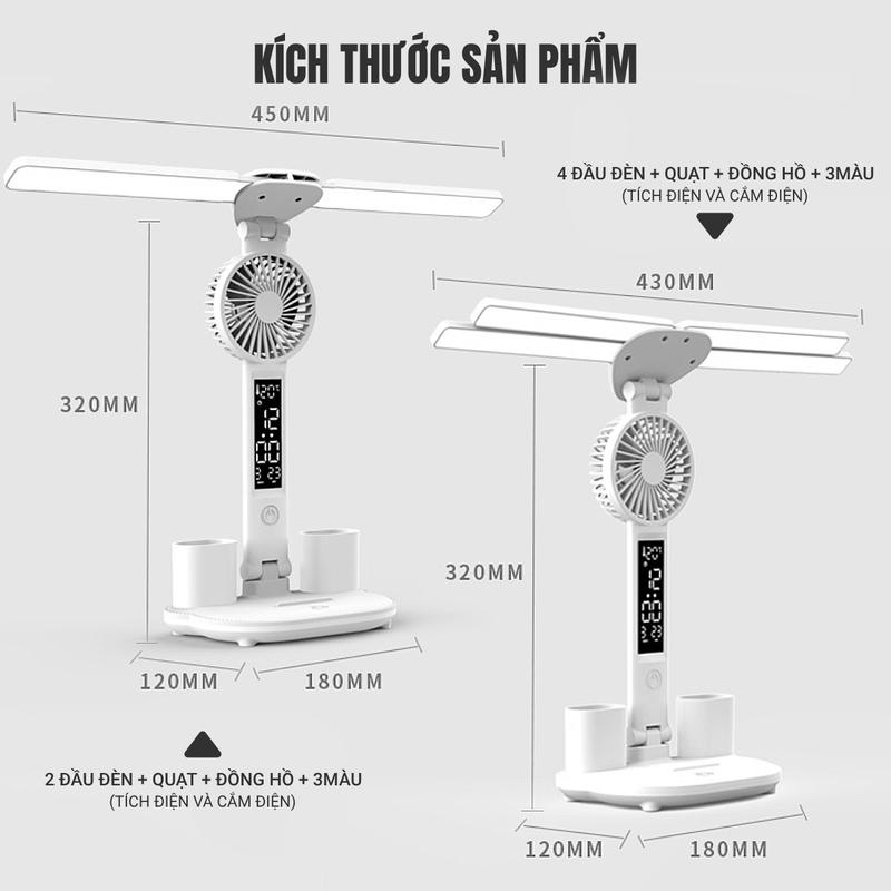 Product Introduction of Giao Hàng Địa Phương) Đèn Học Để Bàn Bảo Vệ Mắt Cao Cấp, Có quạt Có màn hình LCD hiển thị nhiệt độ, giờ, ngày, 3 chế độ màu và điều chỉnh độ sáng đèn đọc sách đầu giường 18