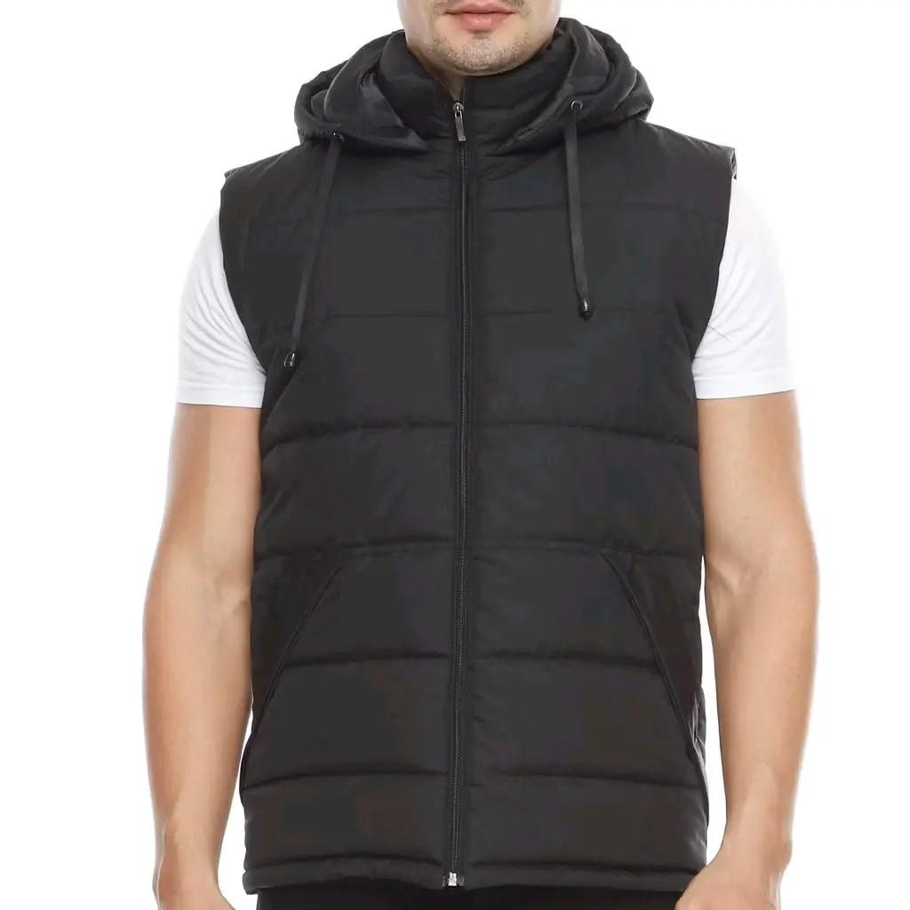 Rompi Hoodie Hitam Pria Dewasa Polos 1 Warna Garis Navy Abu Ukuran Size M L XL Jaket Jacket Rompi Vest Bodyvest Mantel Motor Biker Bikers Bahan Soft Parasut Despo Dacron Tebal Lembut Pelindung Dada Anti Angin Furing Korea Keren Pine Semua musim poliester