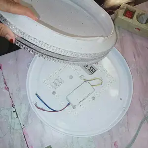 Lampu Plafon Kristal Dua Lapisa 36/48W Dapat Diredupkan Lampu Ruang Tamu 3 Warna Lampu Hias led gantung