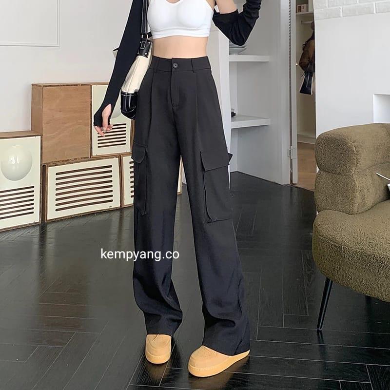 KEMPYANG - Cargo Pants Hightwaist American Drill Skena 0