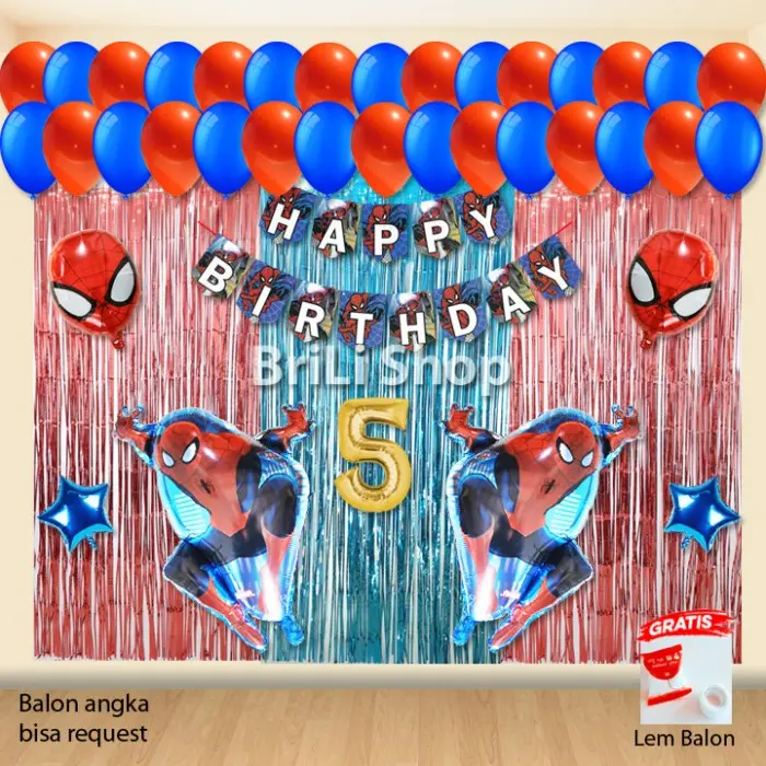 Paket Set Dekorasi Ulang Tahun Anak Spiderman Pesta Ultah Spider Man