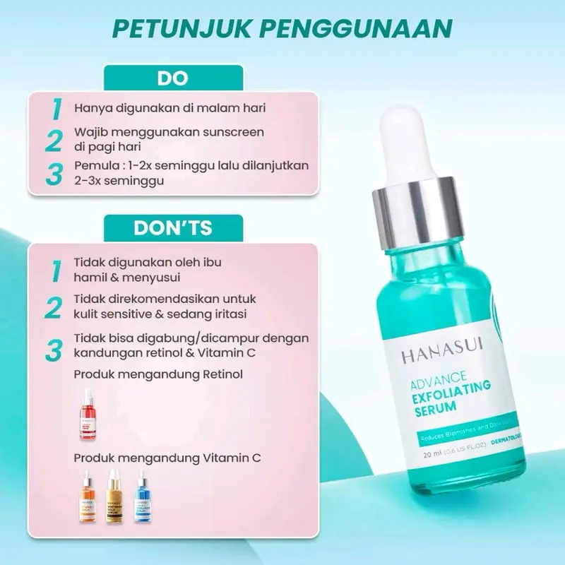 HANASUI Advance Exfoliating Serum 20 ml Memudarkan Mencerahkan Beruntusan Komedo Blackhead Vitamin Wajah 2