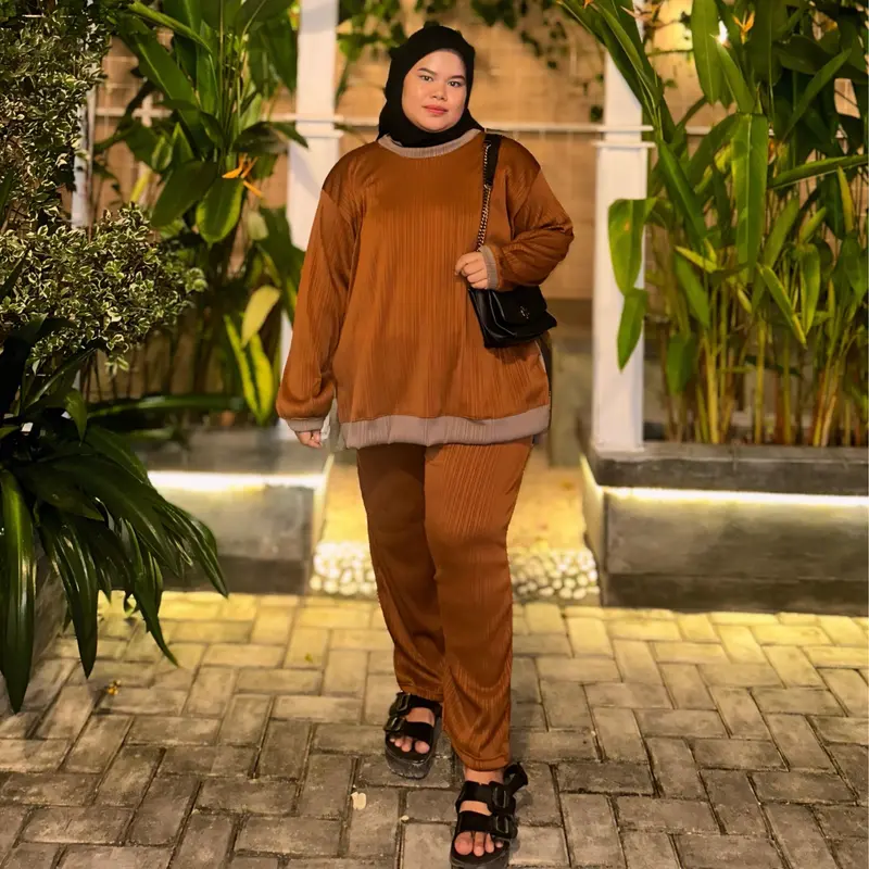 JUMBO Setelan Wanita Ternyaman (BB 60-120Kg) One Set Knit Condru Bigsize Adem Setelan Celana Wanita Sehari hari Oneset wanita muslim 0