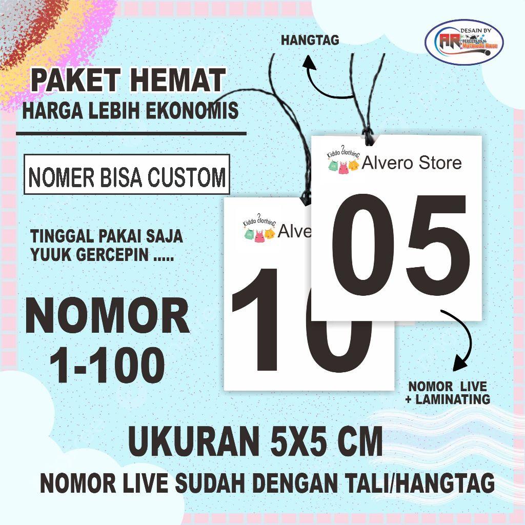 100 Lembar Nomor Live dengan Tali Hangtag 5x5CM