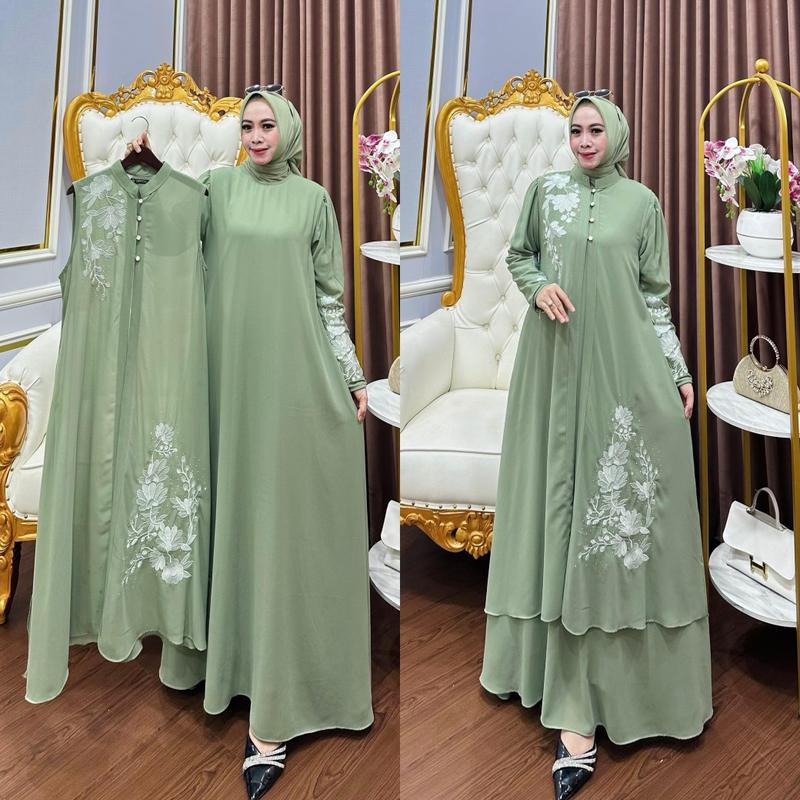 Product Introduction of GAMIS KARINA SET ROMPI BAHAN CERUTY LD 110 PB 138 BB 45-75KG BEST SELLER    ld 120 muat bb 55-85kg 12
