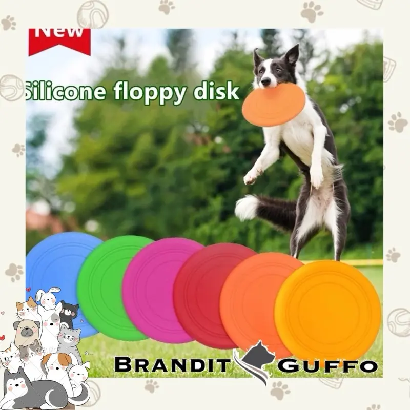 frisbee silikon rubber terbang dog toys pet mainan hewan piring 0