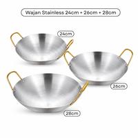 Gambar COD Wajan Motif Mini stainless Gold/Penggorengan Motif Mini Stainless Gold/Panci besi tempa buatan tangan kuno bertelinga ganda untuk koki hotel dengan panci masak rumah tangga alas bulat wajan penggorengan tumis komersial tanpa lapisan/wajanA - Silver 22 CM wajan dari LYBH OFFICIAL STORE Kab. Tangerang 4 Tokopedia