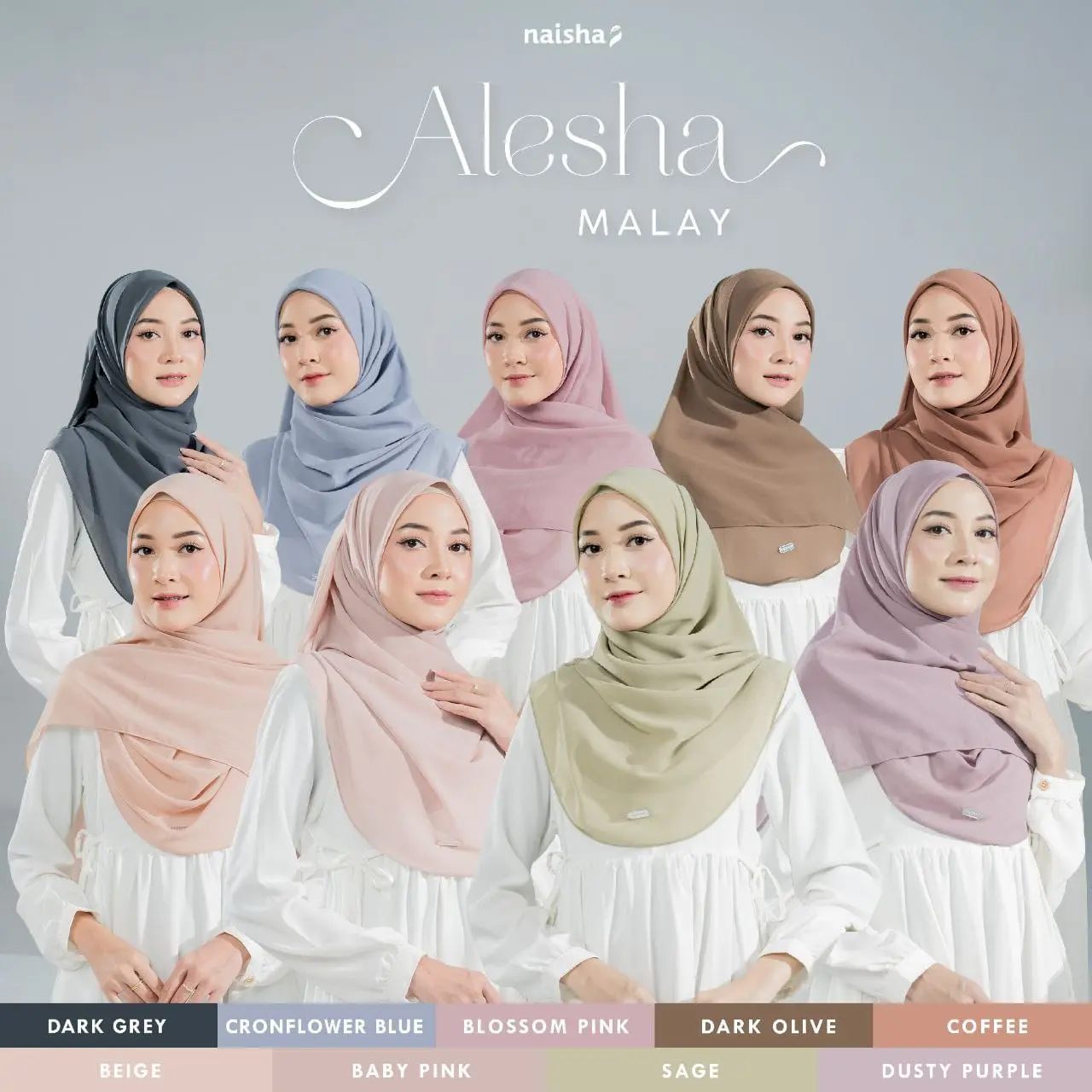 Naisha Official - Hijab Malay Alesha Jilbab Ceruty Segi Empat Curve Syari Khimar Oval