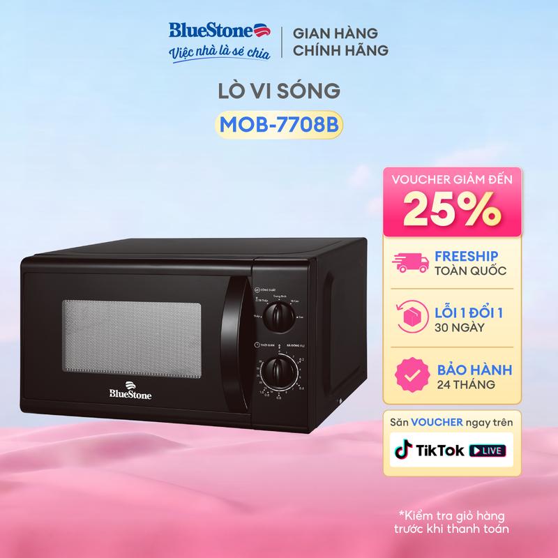 Lò Vi Sóng BlueStone MOB-7708B 20 Lít 1050W Tiện Lợi 5 Mức Công Suất Nấu Hâm Rã Đông Bảng Điều Khiển Cơ Tiếng Việt