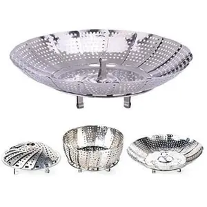 Alat Kukus Serbaguna Ukuran 12.5cm x 22cm Mekar Steamer Panci Kukusan Stainless Lipat Flexible Bunga