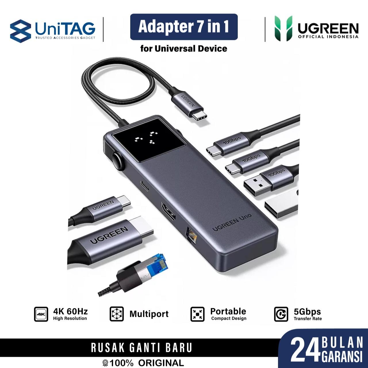 UGREEN Hub 7 in 1 USB C to 2A 1C HDMI 1RJ45 PD Uno - CM888 45155